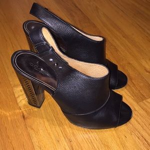 Coach metal and leather heels